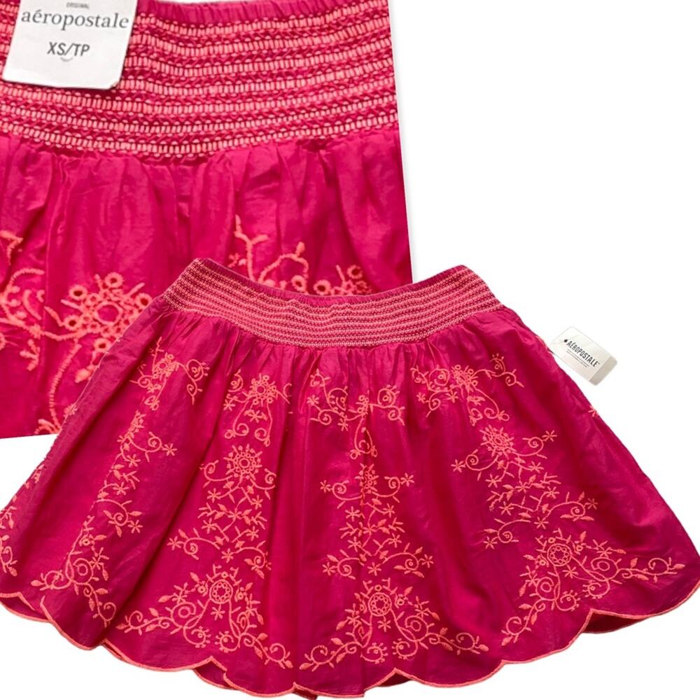 NWT Aeropostale Pink and Orange Mini Skirt Embroidery Size XS